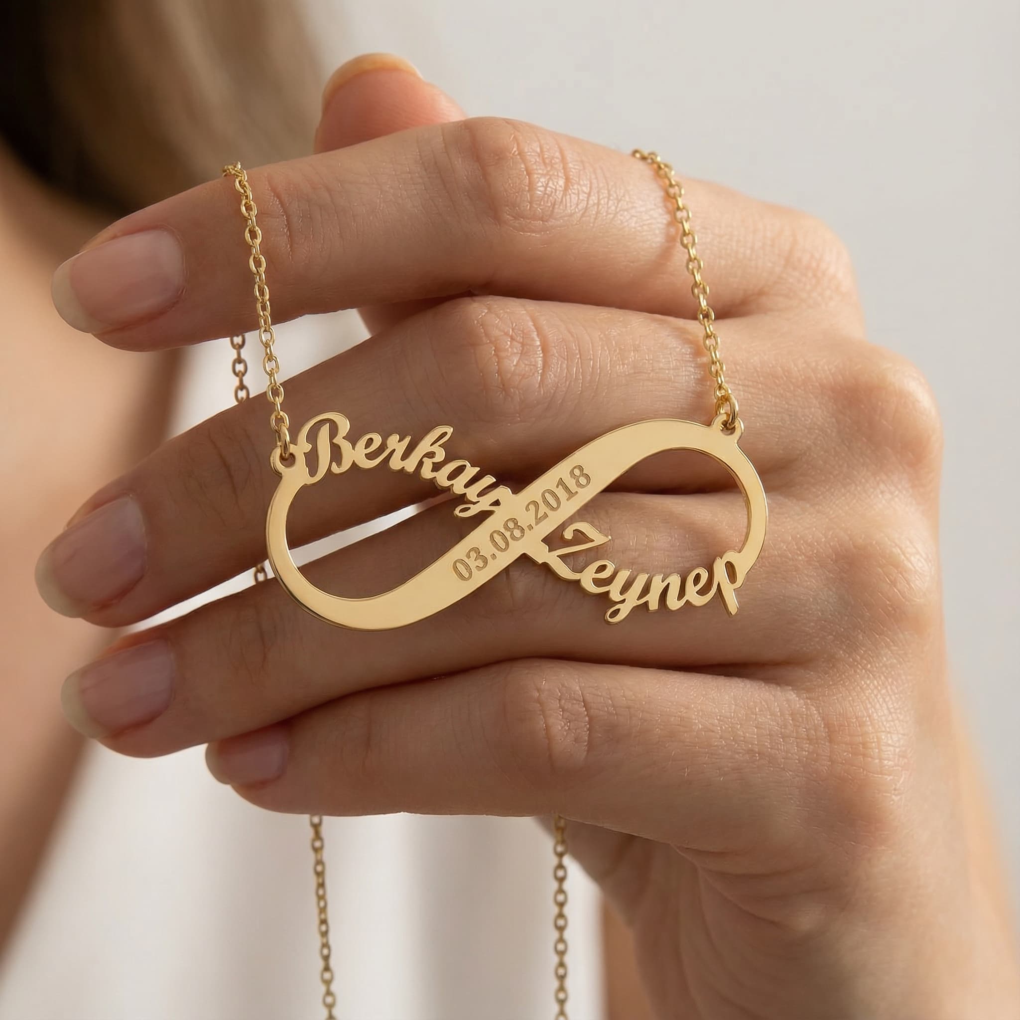 İsim ve Tarihli Sonsuzluk 925 Ayar Gümüş Kolye